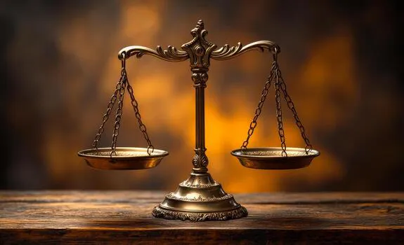 balanced-antique-scales-placed-on-a-wooden-table-antique-scales-elegantly-display-balance-on-a-rustic-table-illuminated-by-a-warm-glowing-background-suggesting-justice-and-fairness-photo